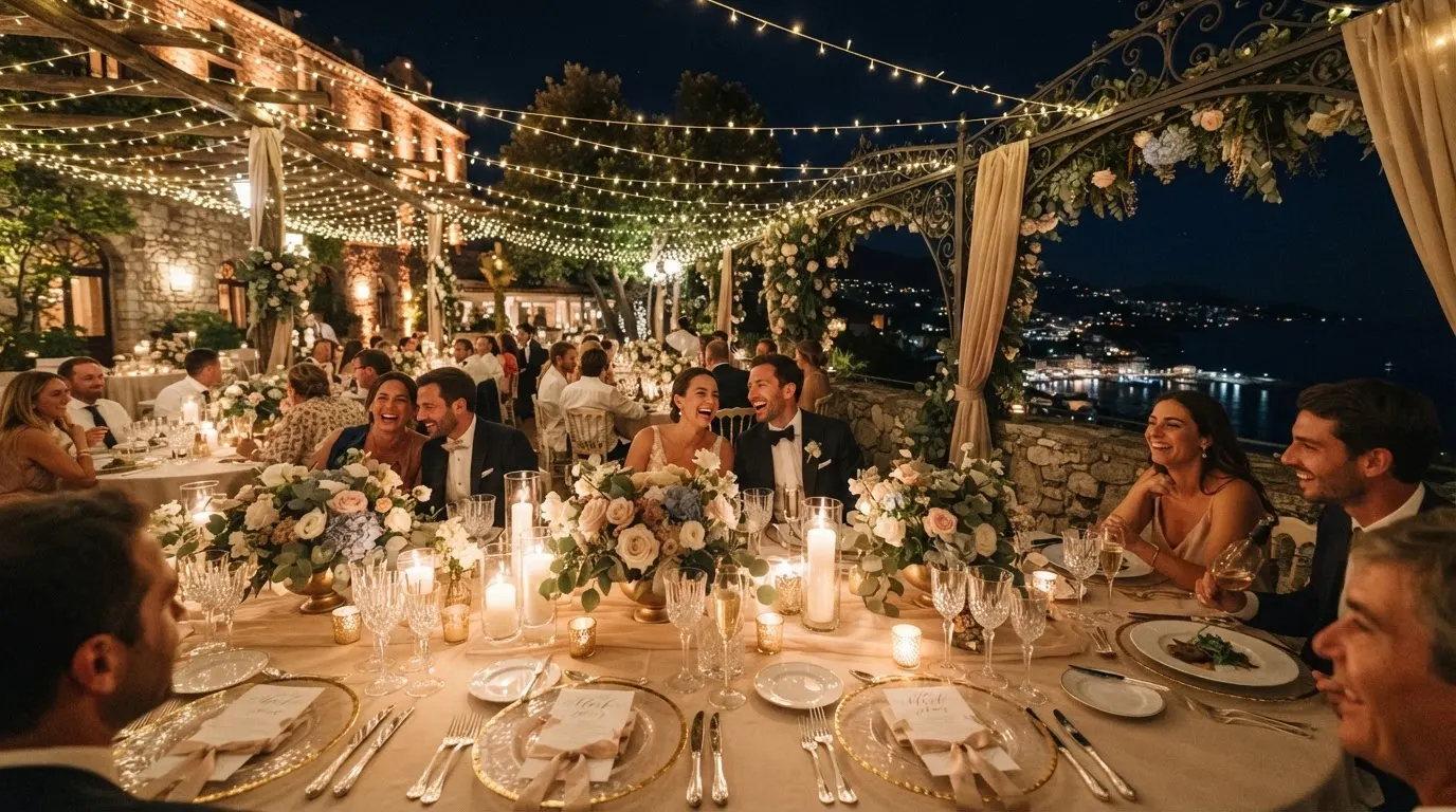 Recepción de boda elegante